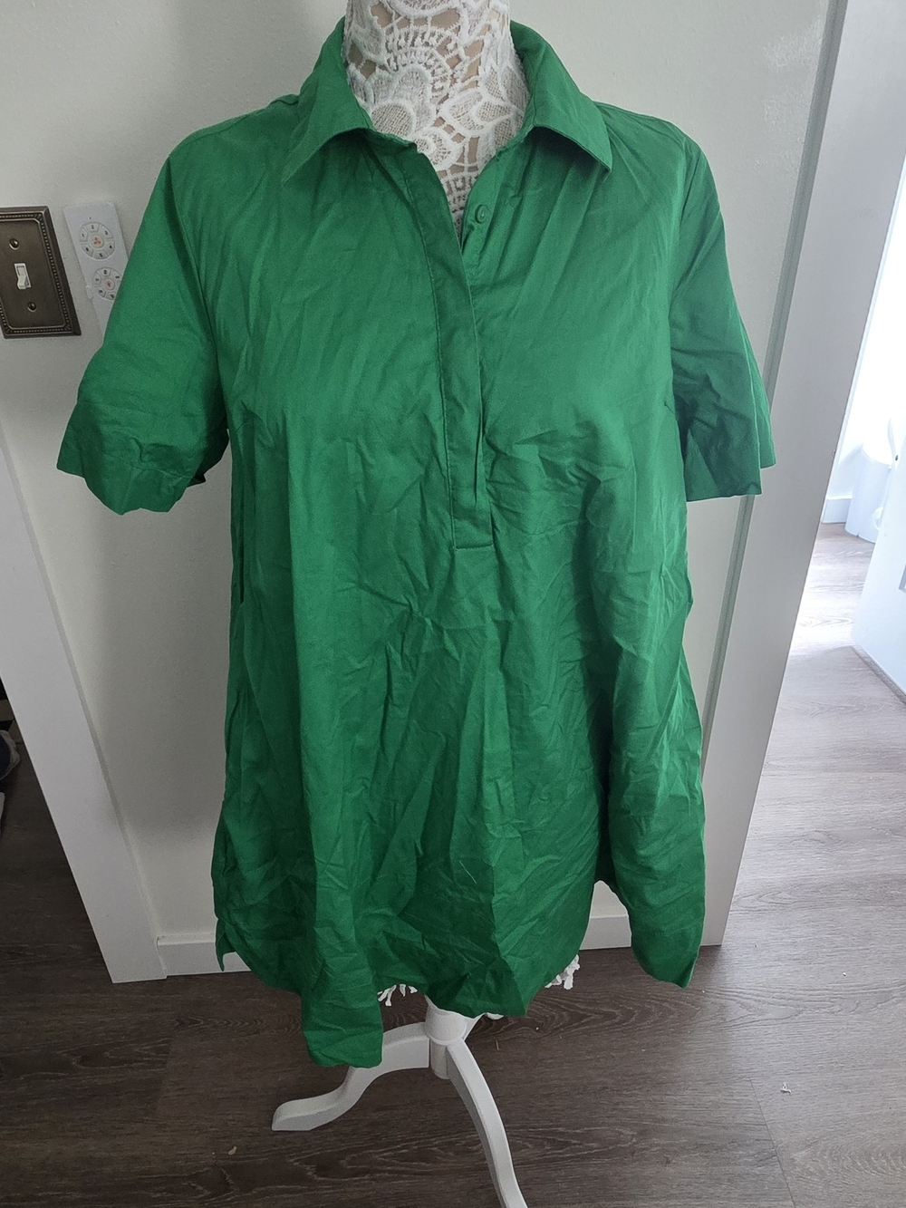 OLD NAVY Green Short-Sleeve Shirt Dress - M